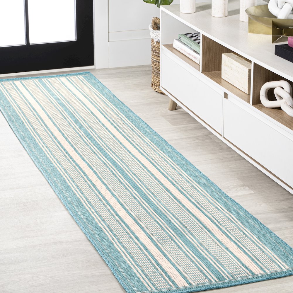 Haynes Modern Double Stripe Indoor/Outdoor Area Rug. Picture 2