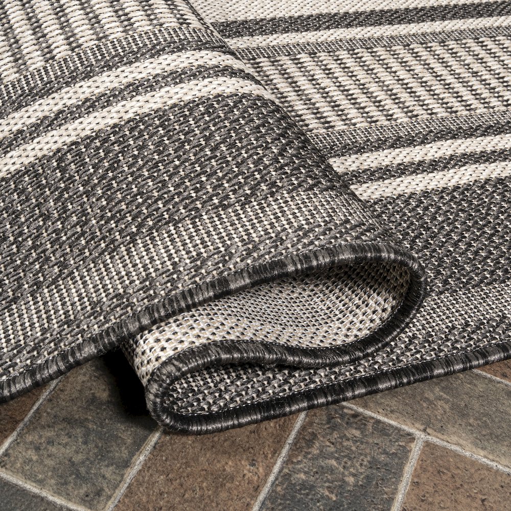 Haynes Modern Double Stripe Indoor/Outdoor Area Rug. Picture 6