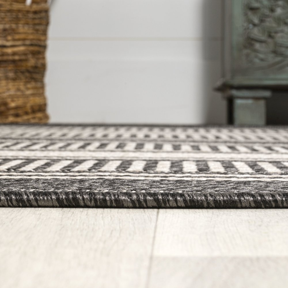 Haynes Modern Double Stripe Indoor/Outdoor Area Rug. Picture 9