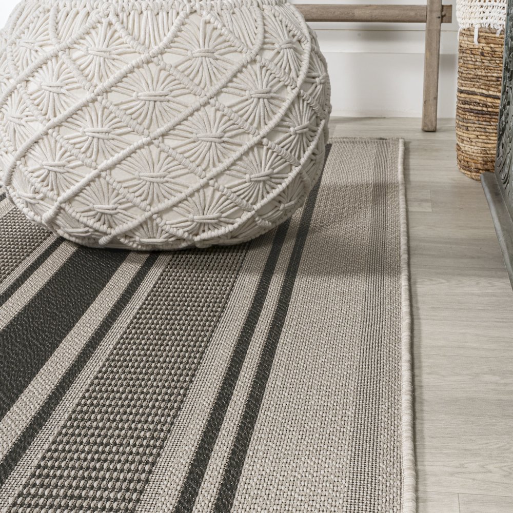 Haynes Modern Double Stripe Indoor/Outdoor Area Rug. Picture 5
