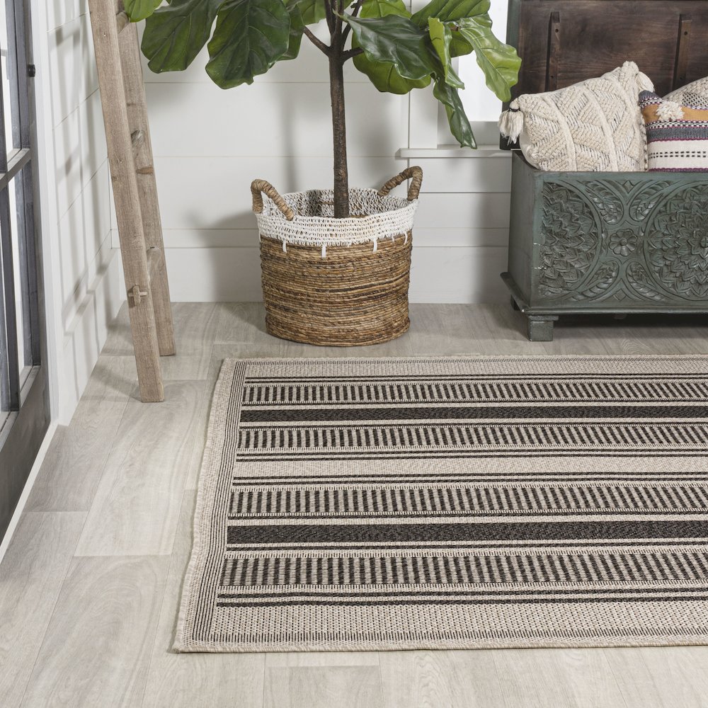 Haynes Modern Double Stripe Indoor/Outdoor Area Rug. Picture 3