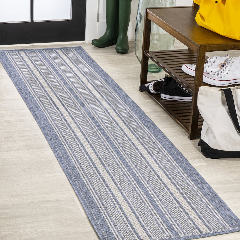 Haynes Modern Double Stripe Indoor/Outdoor Area Rug. Picture 2