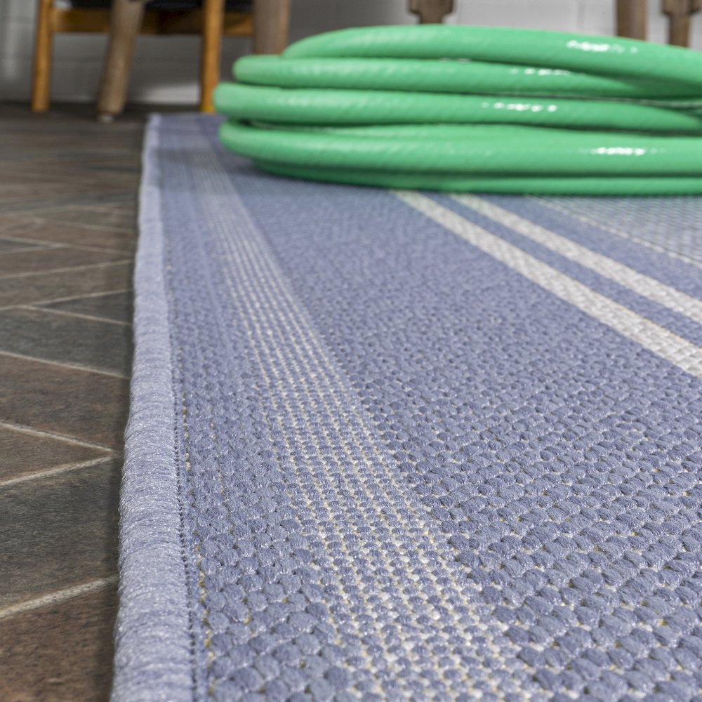 Haynes Modern Double Stripe Indoor/Outdoor Area Rug. Picture 4