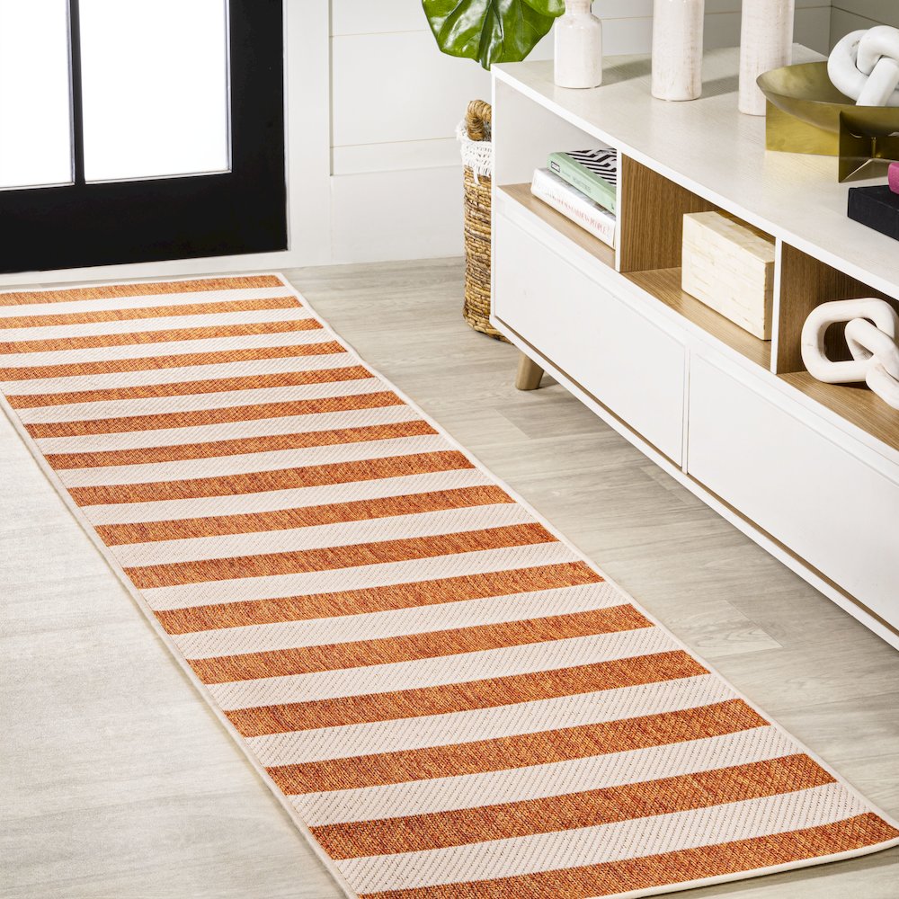 Negril Two Tone Wide Stripe Indoor/Outdoor Area Rug. Picture 2