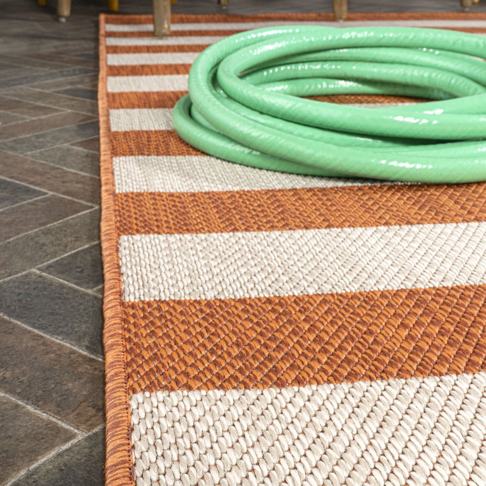 Negril Two Tone Wide Stripe Indoor/Outdoor Area Rug. Picture 5