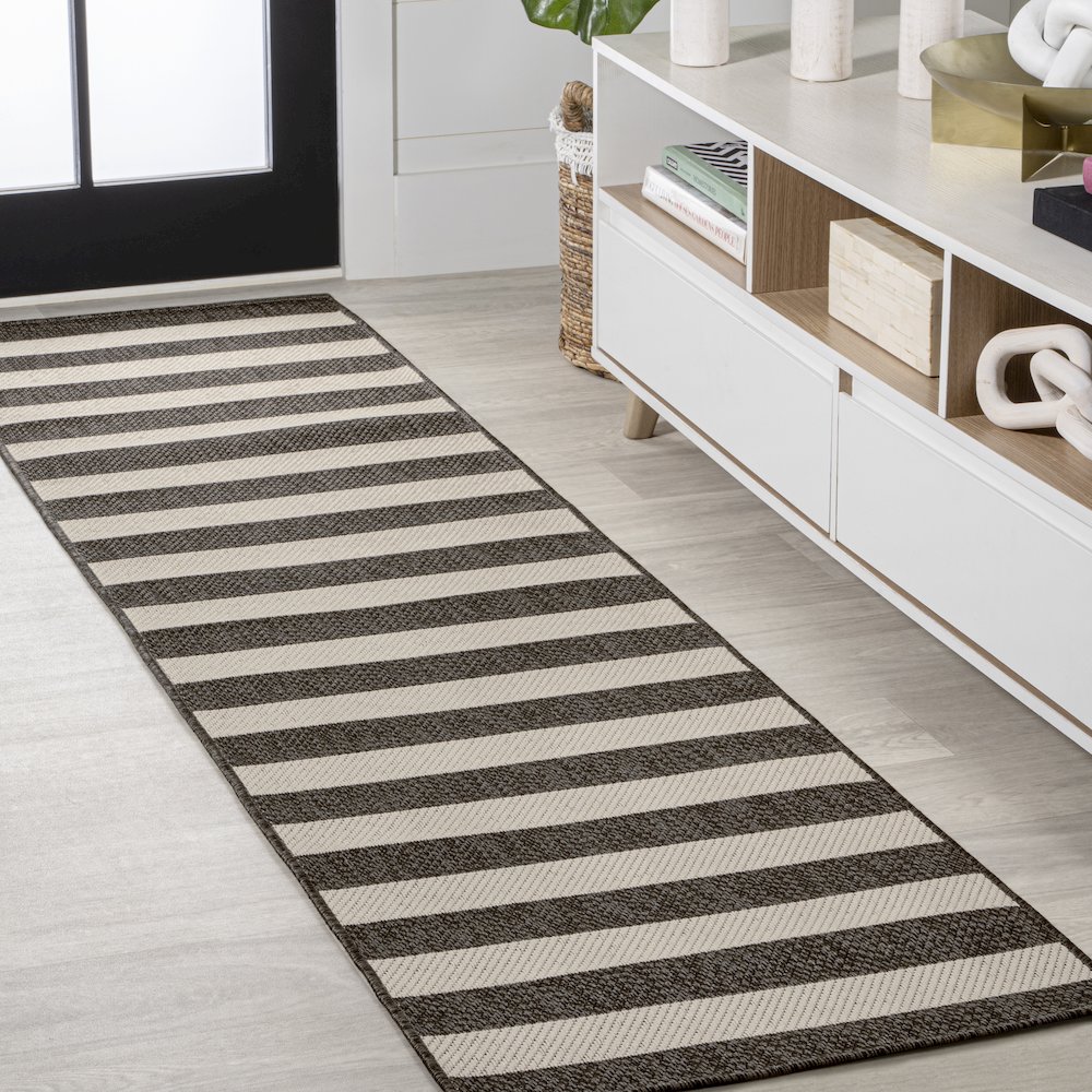 Negril Two Tone Wide Stripe Indoor/Outdoor Area Rug. Picture 2