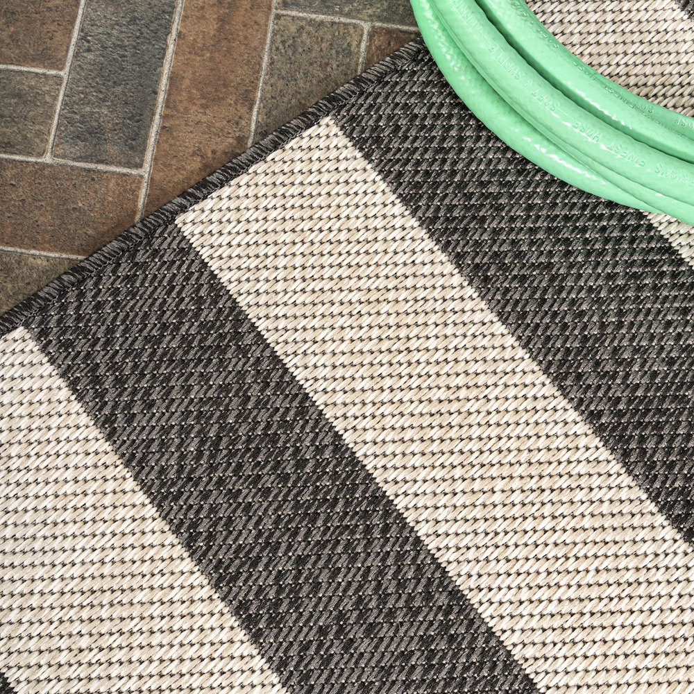 Negril Two Tone Wide Stripe Indoor/Outdoor Area Rug. Picture 4