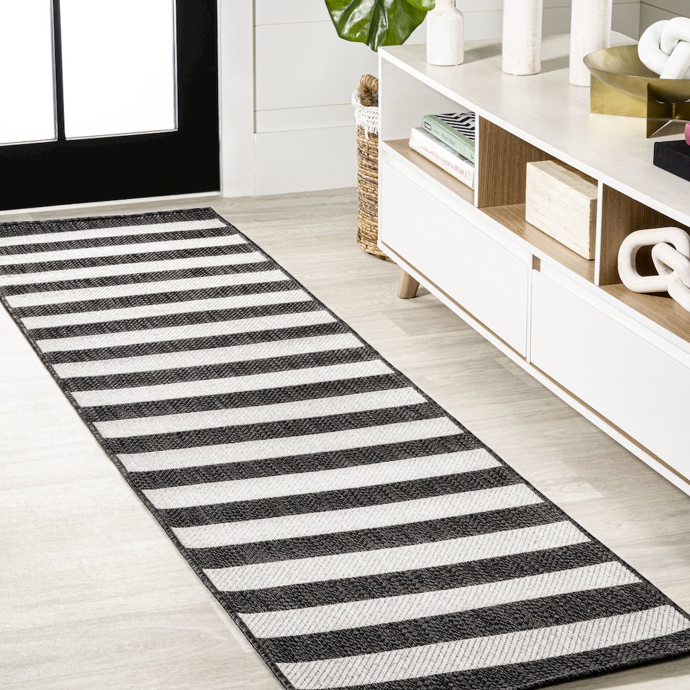 Negril Two Tone Wide Stripe Indoor/Outdoor Area Rug. Picture 2
