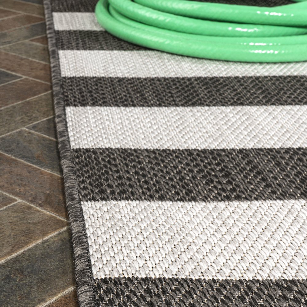 Negril Two Tone Wide Stripe Indoor/Outdoor Area Rug. Picture 5