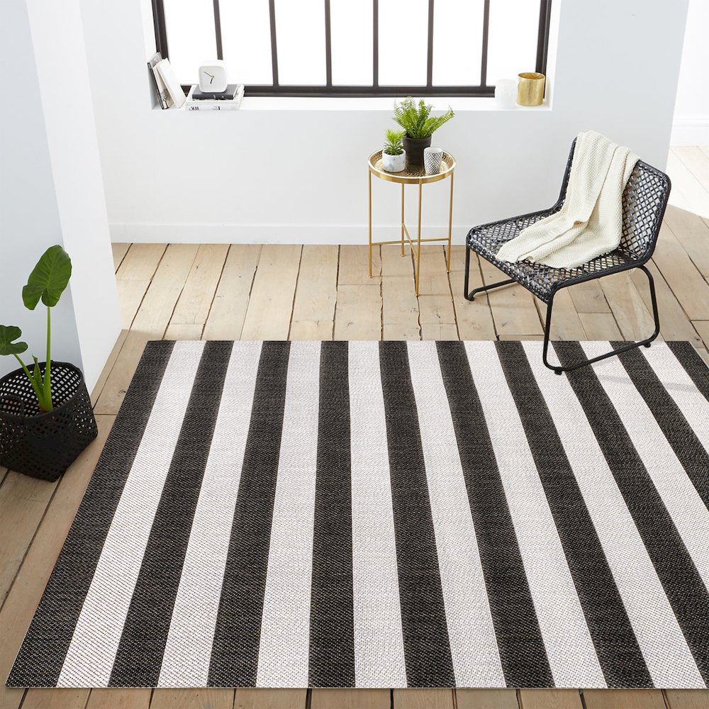 Negril Two Tone Wide Stripe Indoor/Outdoor Area Rug. Picture 14