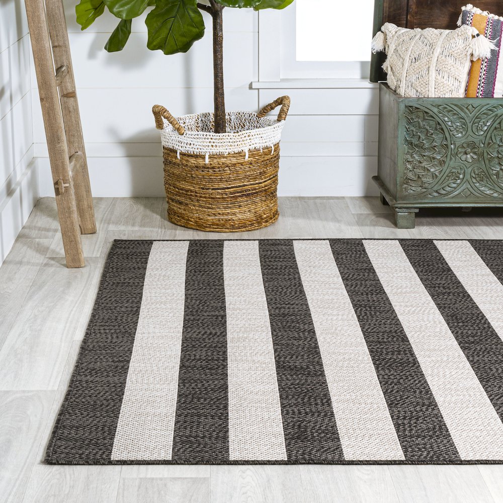 Negril Two Tone Wide Stripe Indoor/Outdoor Area Rug. Picture 3