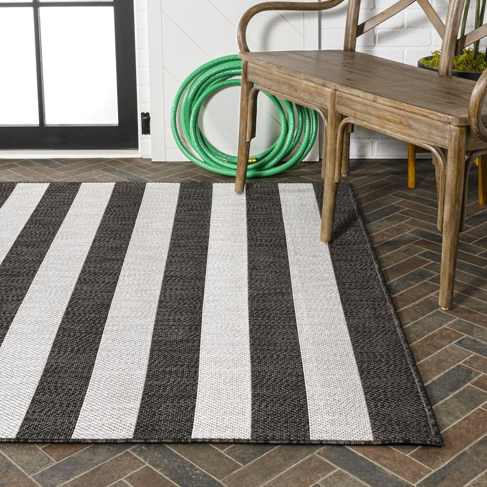 Negril Two Tone Wide Stripe Indoor/Outdoor Area Rug. Picture 7