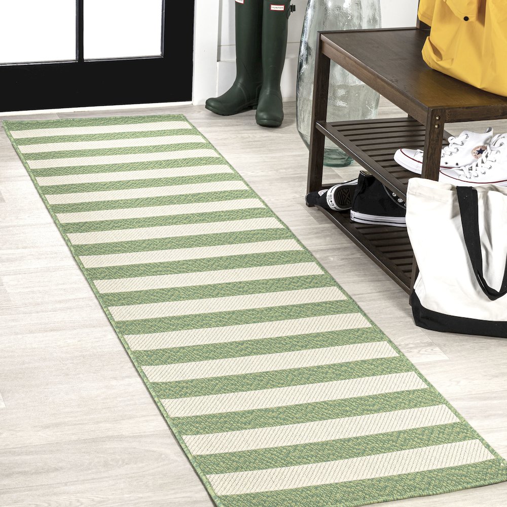 Negril Two Tone Wide Stripe Indoor/Outdoor Area Rug. Picture 2