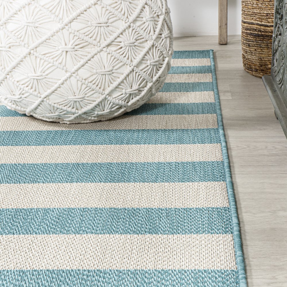 Negril Two Tone Wide Stripe Indoor/Outdoor Area Rug. Picture 5