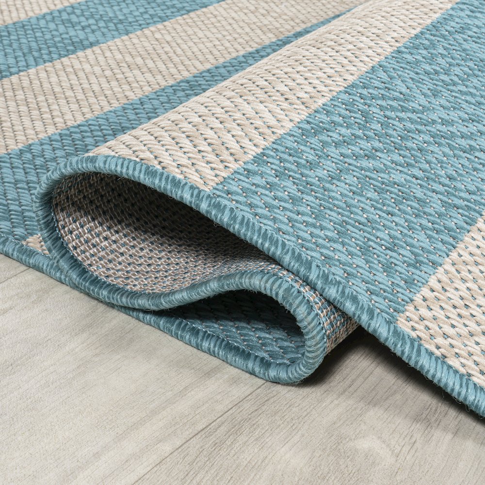 Negril Two Tone Wide Stripe Indoor/Outdoor Area Rug. Picture 6