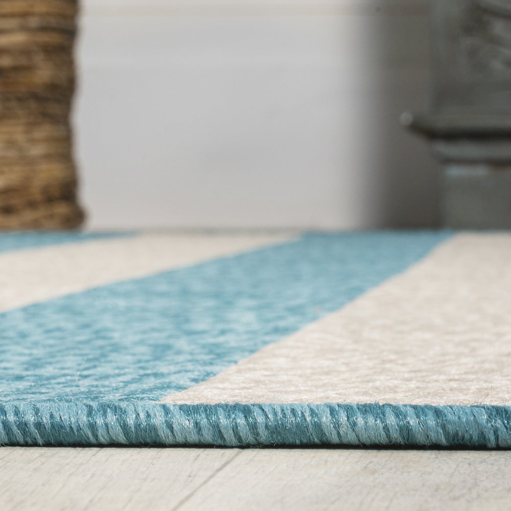 Negril Two Tone Wide Stripe Indoor/Outdoor Area Rug. Picture 9