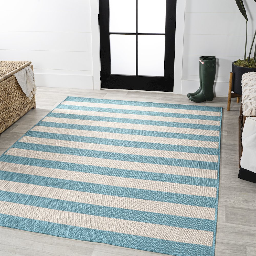 Negril Two Tone Wide Stripe Indoor/Outdoor Area Rug. Picture 2