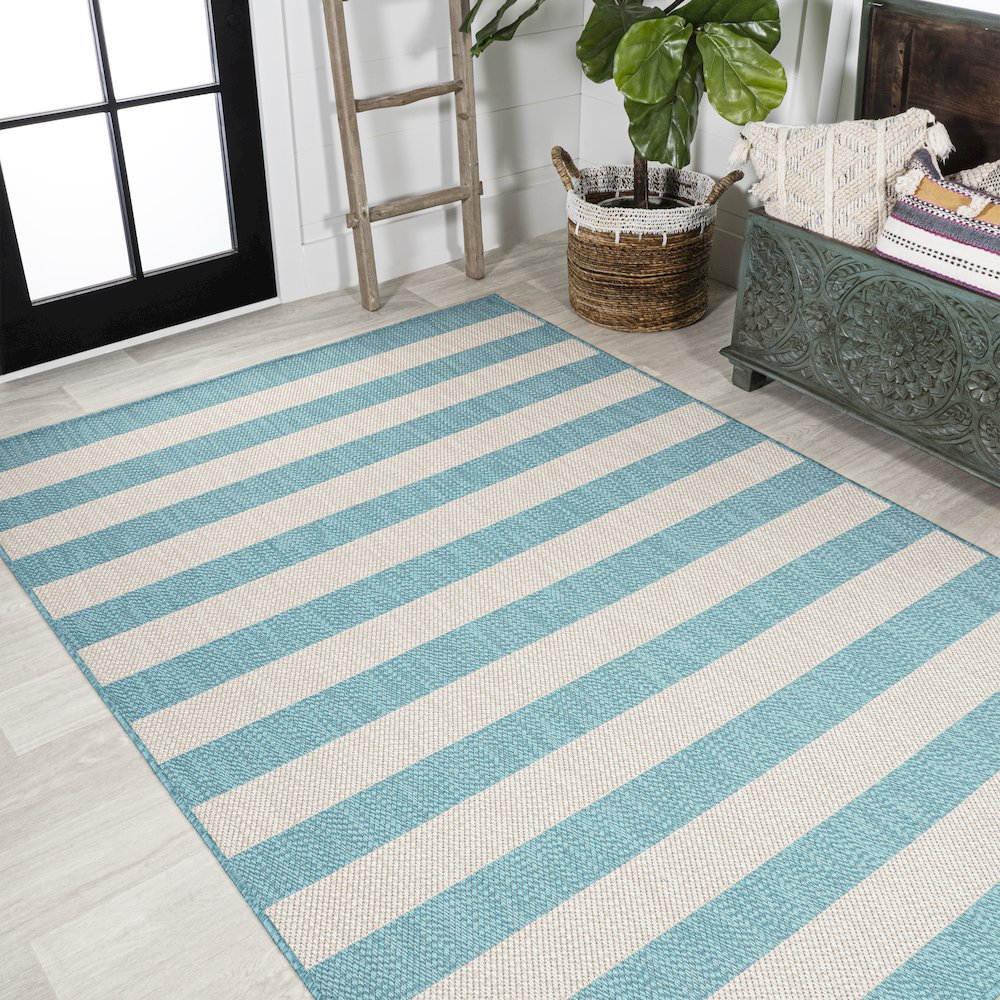 Negril Two Tone Wide Stripe Indoor/Outdoor Area Rug. Picture 4