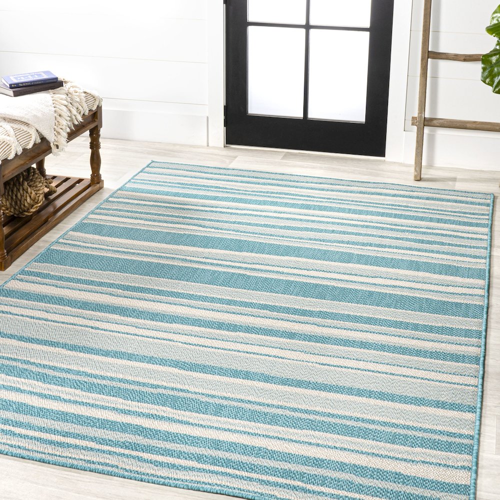 Castara Wavy Stripe Modern Indoor/Outdoor Area Rug. Picture 2