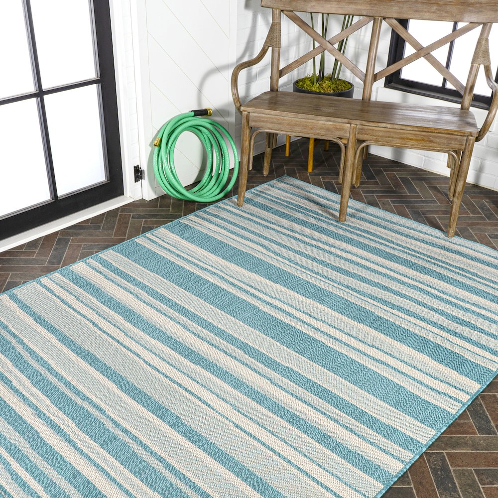 Castara Wavy Stripe Modern Indoor/Outdoor Area Rug. Picture 8