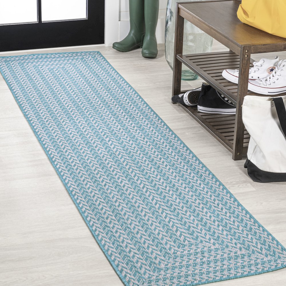Chevron Modern Concentric Squares Indoor/Outdoor Area Rug. Picture 2