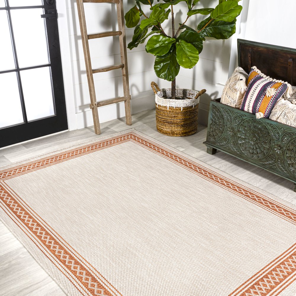 Lucia Classic Diamond Border Indoor/Outdoor Area Rug. Picture 4