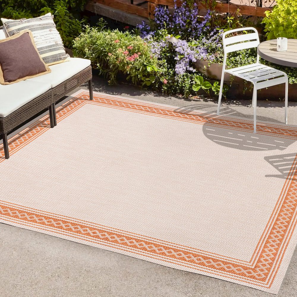 Lucia Classic Diamond Border Indoor/Outdoor Area Rug. Picture 6