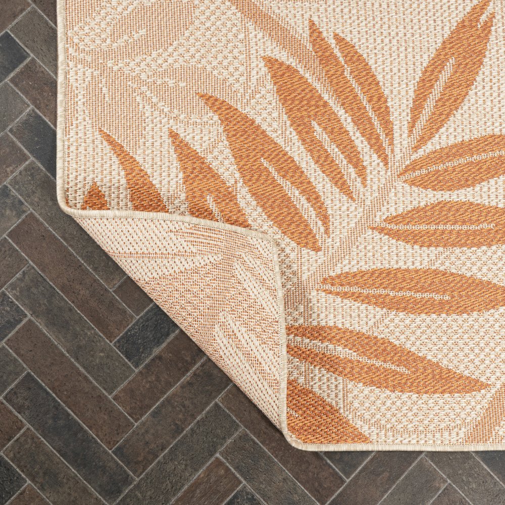 Havana Tropical Palm Leaf Indoor/Outdoor Area Rug. Picture 2