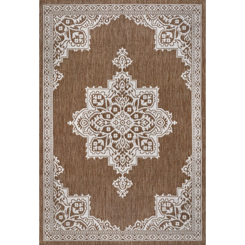 Arden Vintage Casual Medallion Terra/Cream 3 ft. x 5 ft. Indoor/Outdoor Area Rug. Picture 1