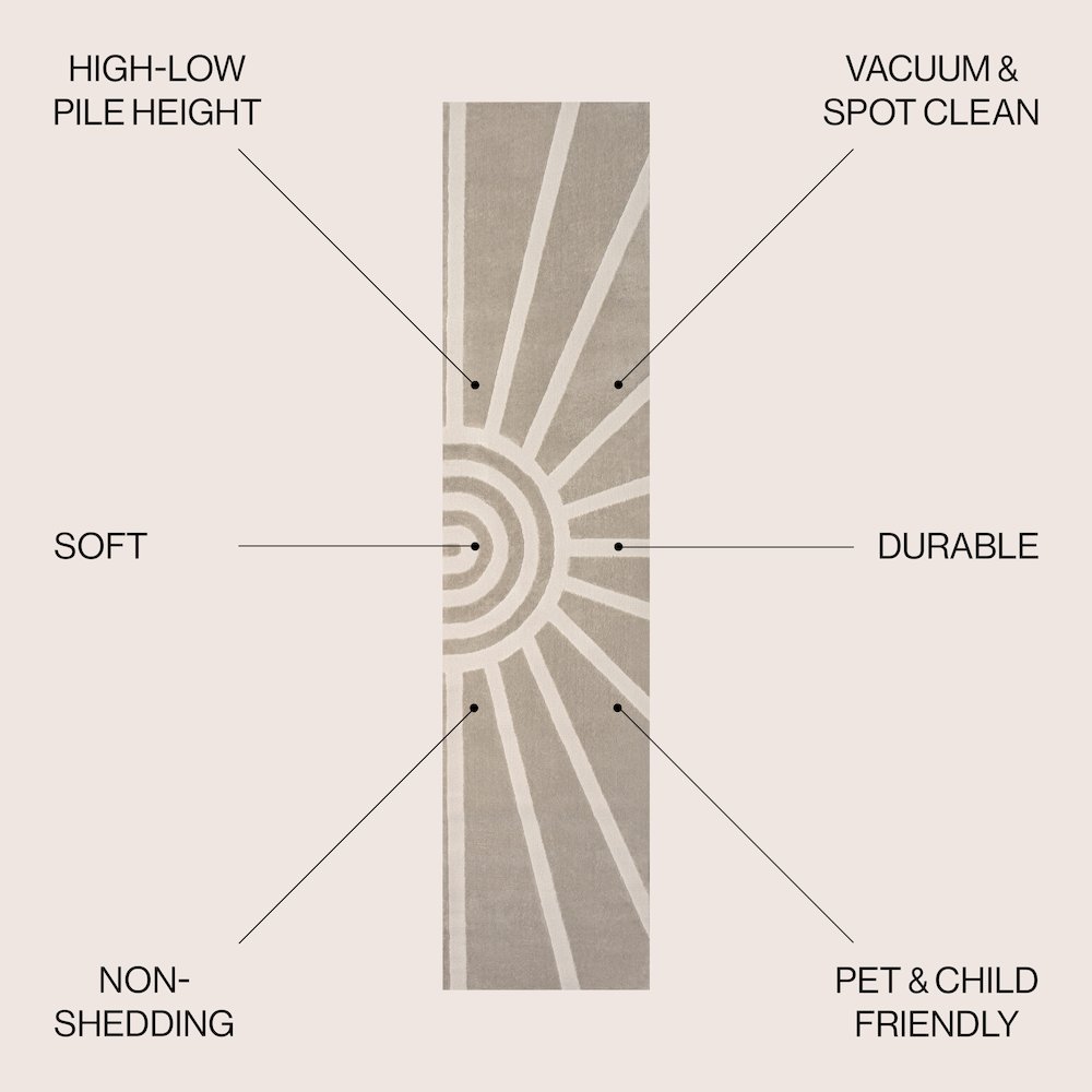 Aelius Midcentury Scandinavian Abstract Sun Two-Tone High-Low Area Rug. Picture 2