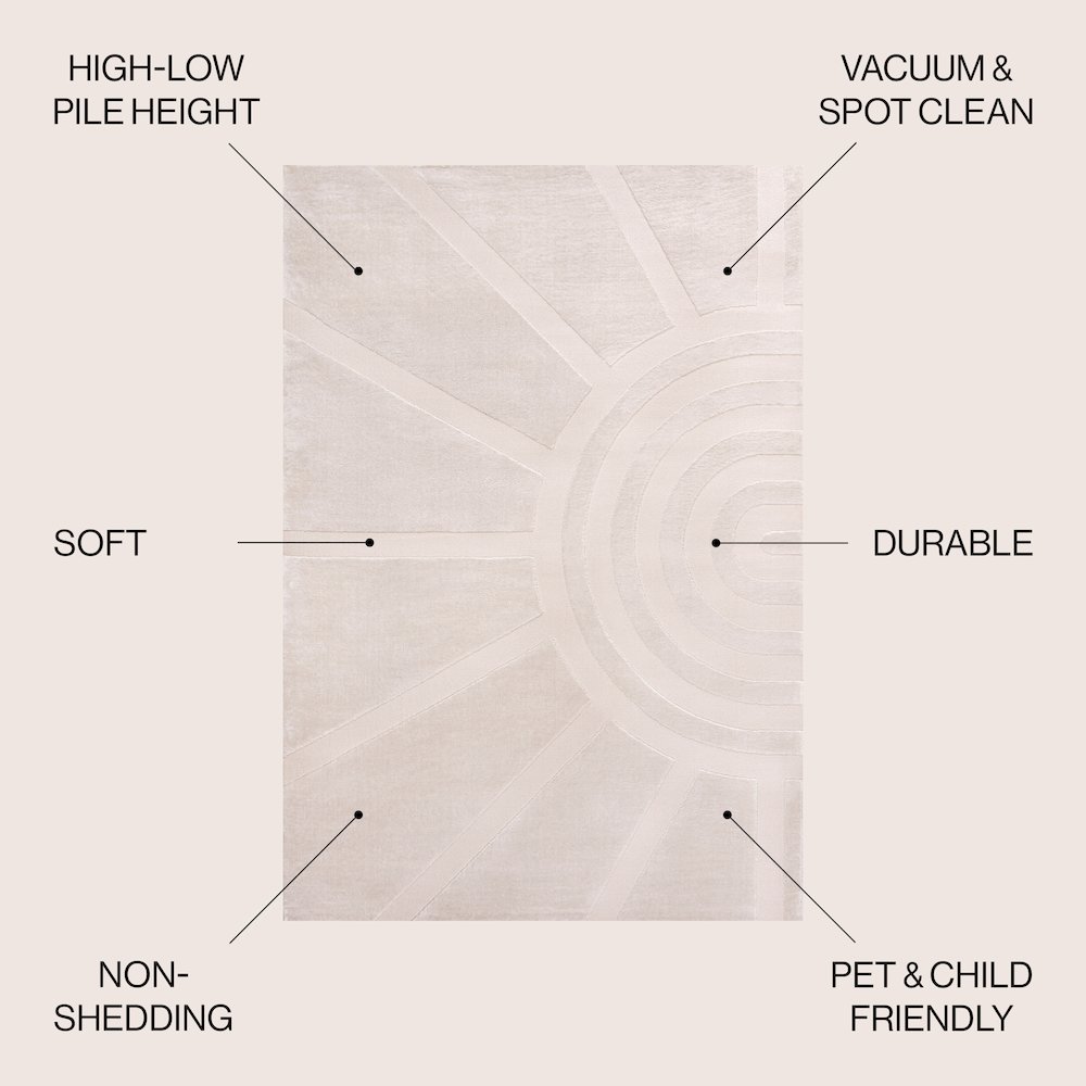 Aelius Midcentury Scandinavian Abstract Sun Two-Tone High-Low Area Rug. Picture 4