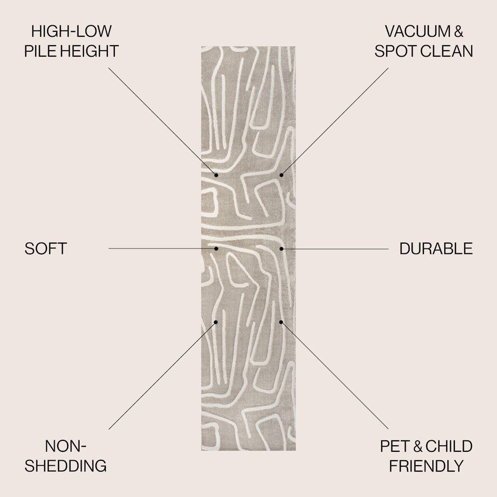 Alcina Modern Scandinavian Graphic Lines High-Low Area Rug. Picture 2