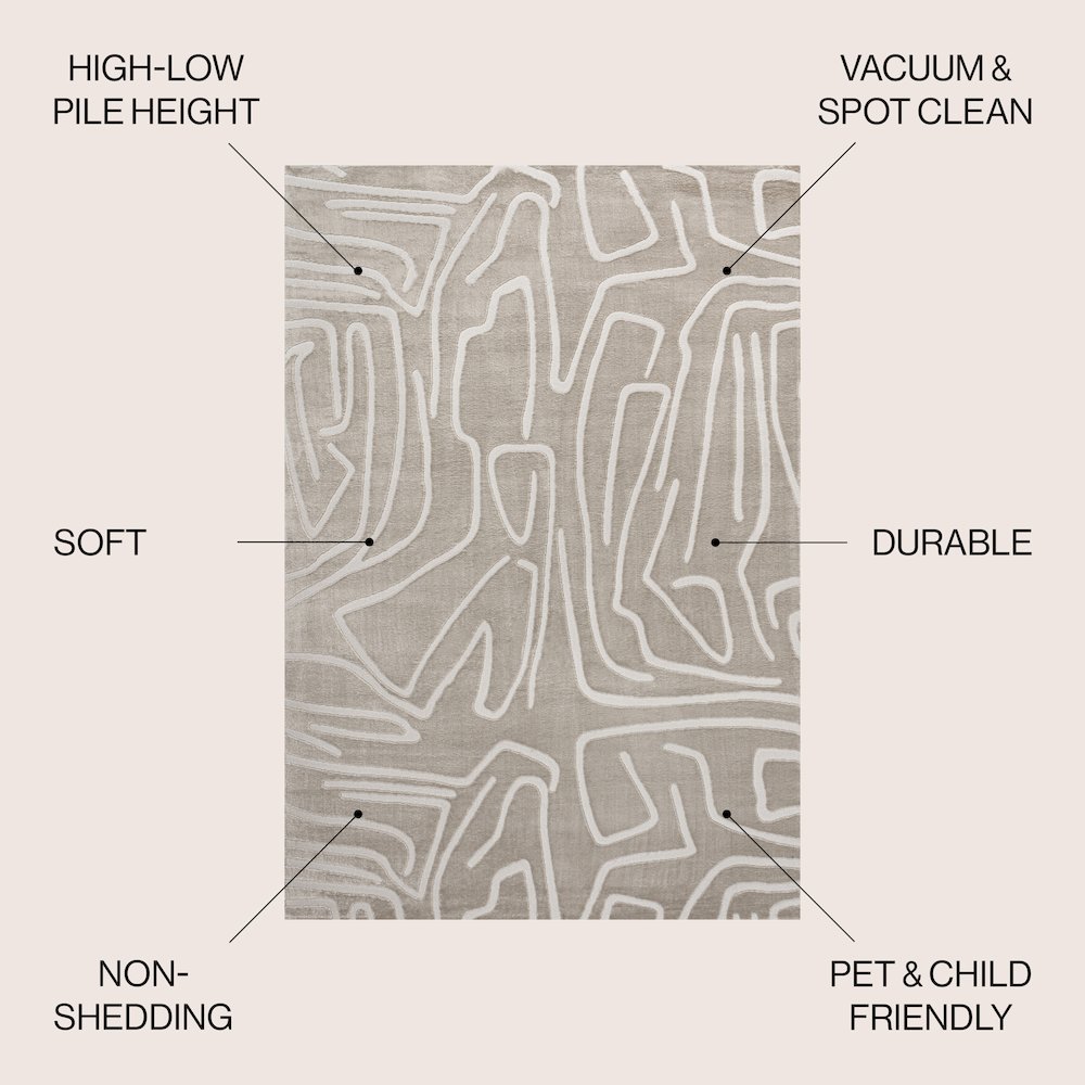 Alcina Modern Scandinavian Graphic Lines High-Low Area Rug. Picture 4