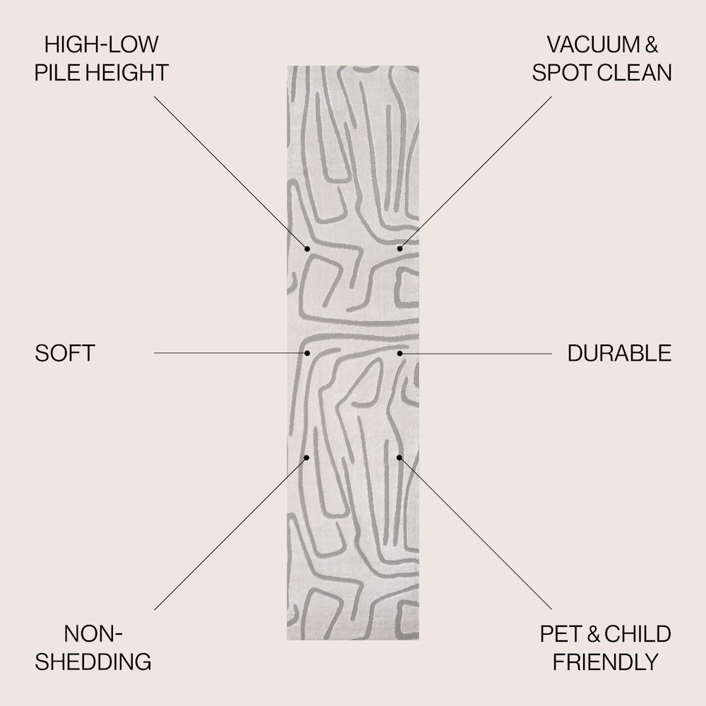 Alcina Modern Scandinavian Graphic Lines High-Low Area Rug. Picture 2