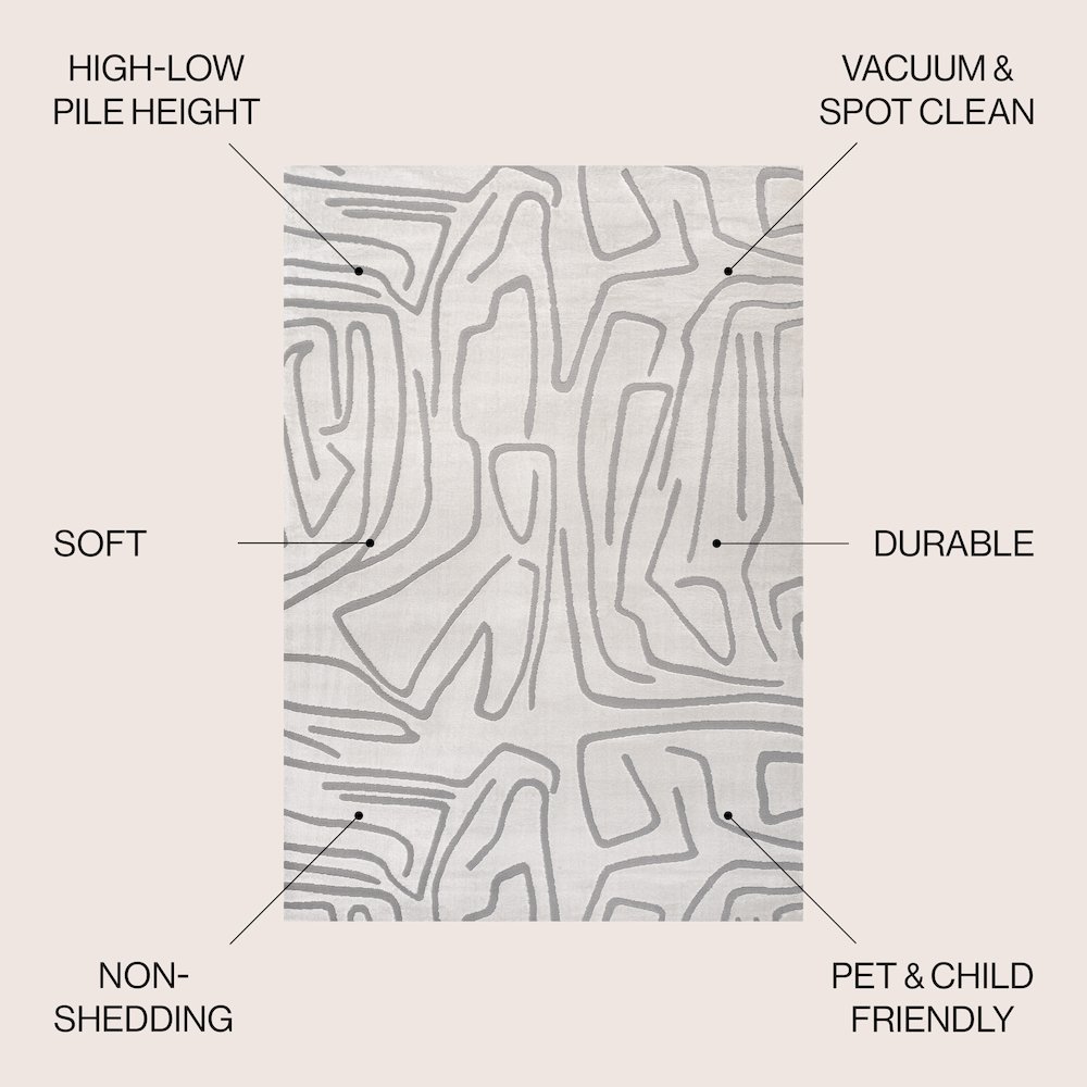 Alcina Modern Scandinavian Graphic Lines High-Low Area Rug. Picture 4