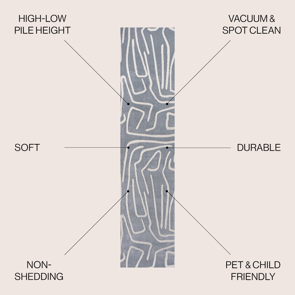 Alcina Modern Scandinavian Graphic Lines High-Low Area Rug. Picture 2