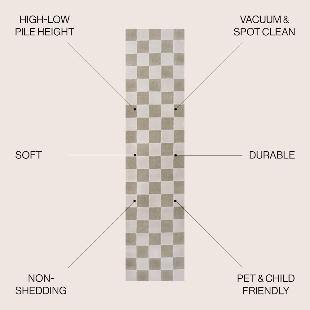 Thea Modern Geometric Checkerboard High-Low Area Rug. Picture 2