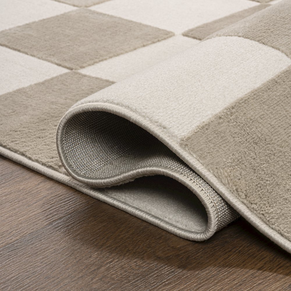 Thea Modern Geometric Checkerboard High-Low Area Rug. Picture 3