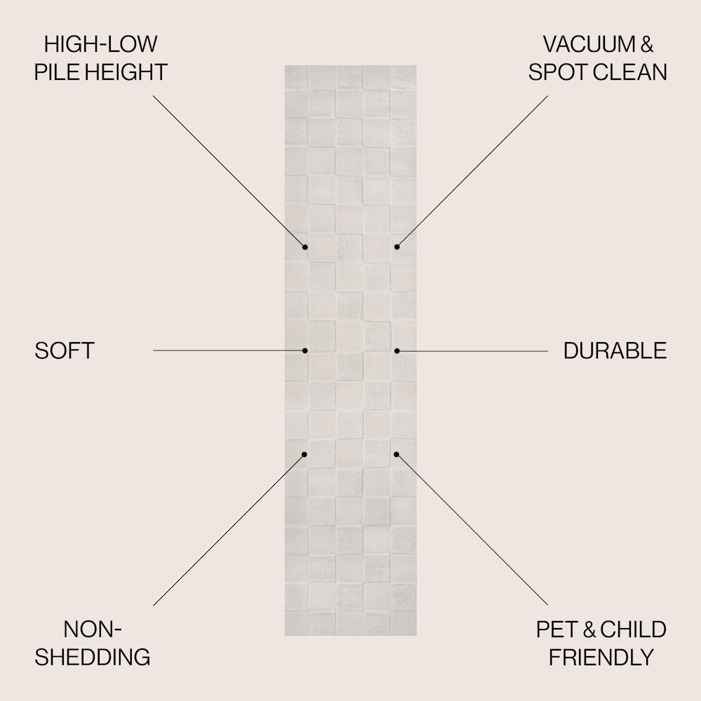 Thea Modern Geometric Checkerboard High-Low Area Rug. Picture 2