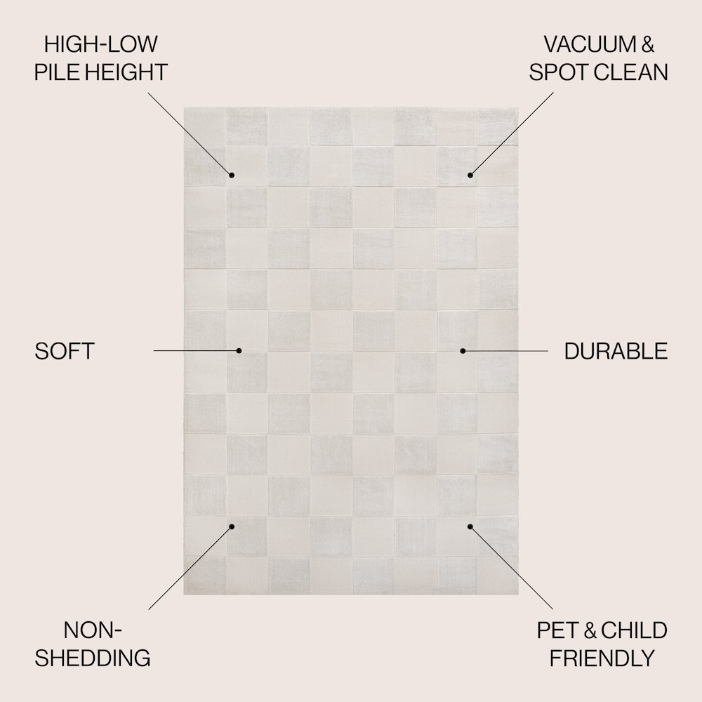 Thea Modern Geometric Checkerboard High-Low Area Rug. Picture 4