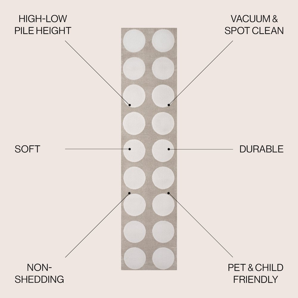 Adrian Modern Geometric Circle Dot High-Low Area Rug. Picture 2
