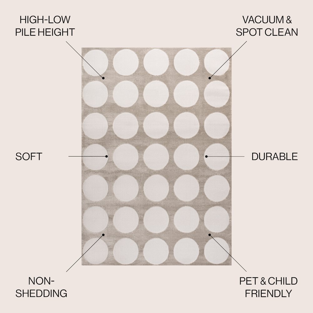 Adrian Modern Geometric Circle Dot High-Low Area Rug. Picture 4