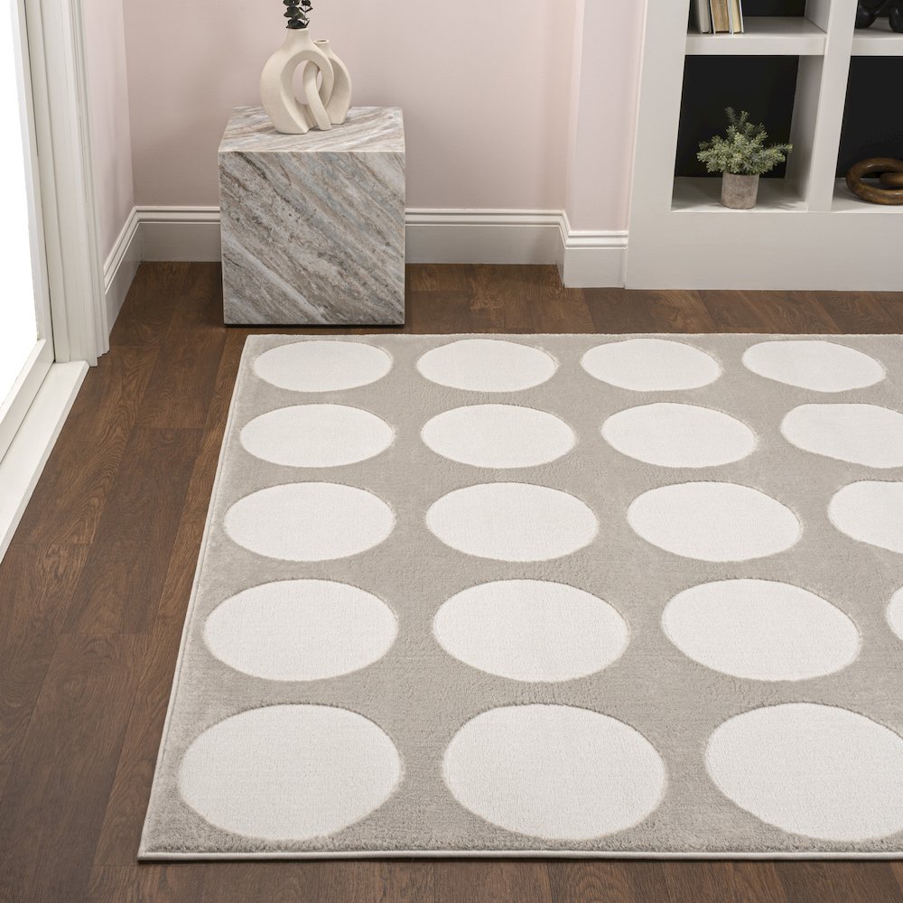 Adrian Modern Geometric Circle Dot High-Low Area Rug. Picture 2