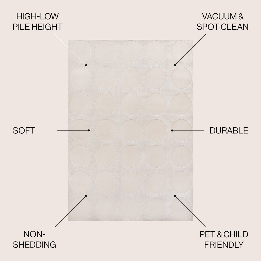 Adrian Modern Geometric Circle Dot High-Low Area Rug. Picture 4