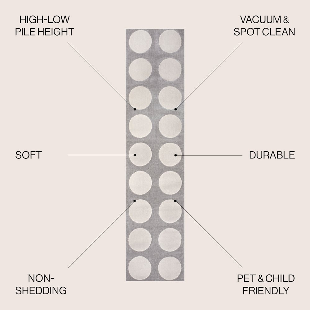 Adrian Modern Geometric Circle Dot High-Low Area Rug. Picture 2
