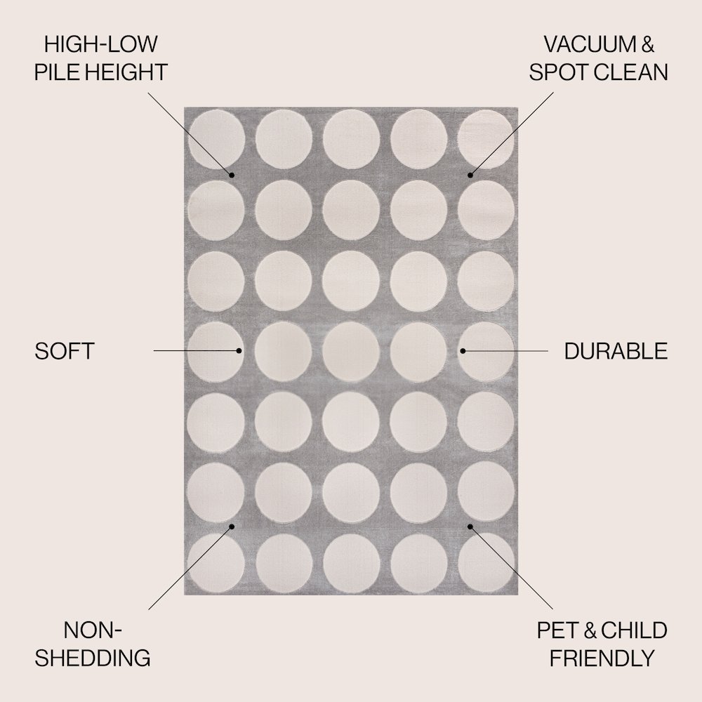 Adrian Modern Geometric Circle Dot High-Low Area Rug. Picture 4