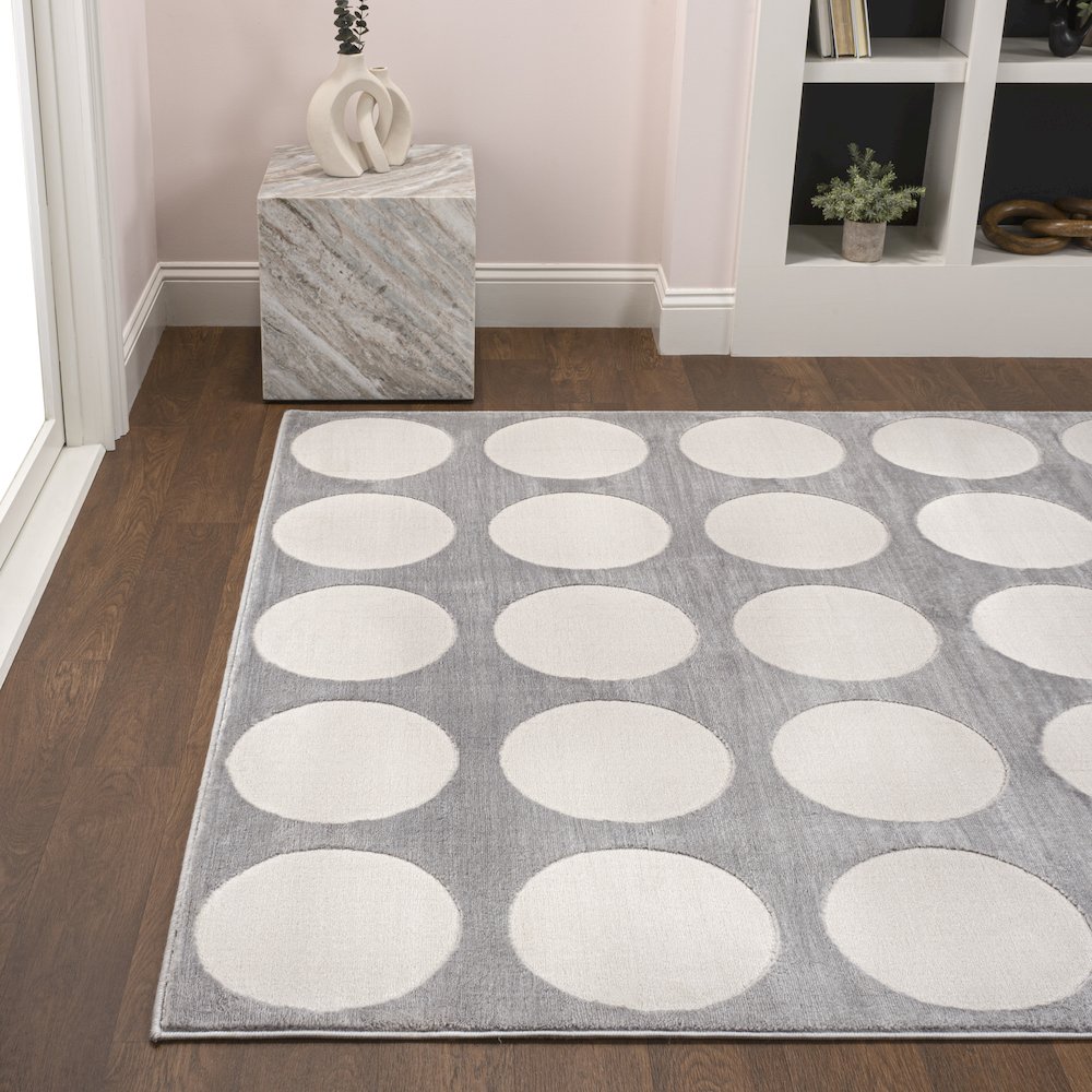 Adrian Modern Geometric Circle Dot High-Low Area Rug. Picture 2