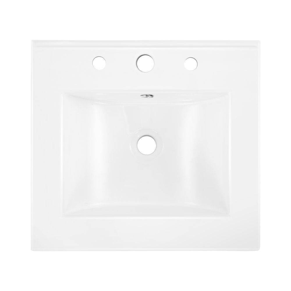 Ancillary 3-Hole 20 in. W x 18.25 in. D Rectangular Glossy Ceramic Single Sink. Picture 3