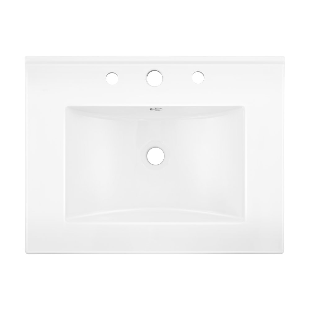 Ancillary 3-Hole 24 in. W x 18.25 in. D Rectangular Glossy Ceramic Single Sink. Picture 3