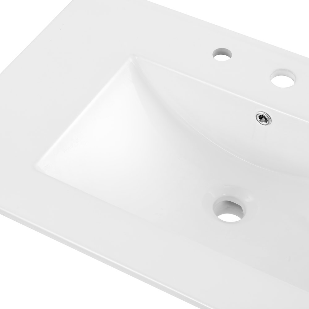 Ancillary 3-Hole 30 in. W x 18.25 in. D Rectangular Glossy Ceramic Single Sink. Picture 4